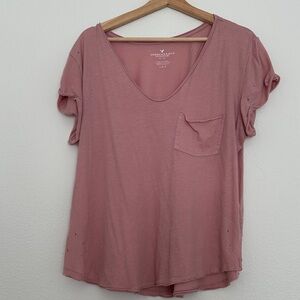 American Eagle Outfitters Dusty Rose Short Sleeve Tee
